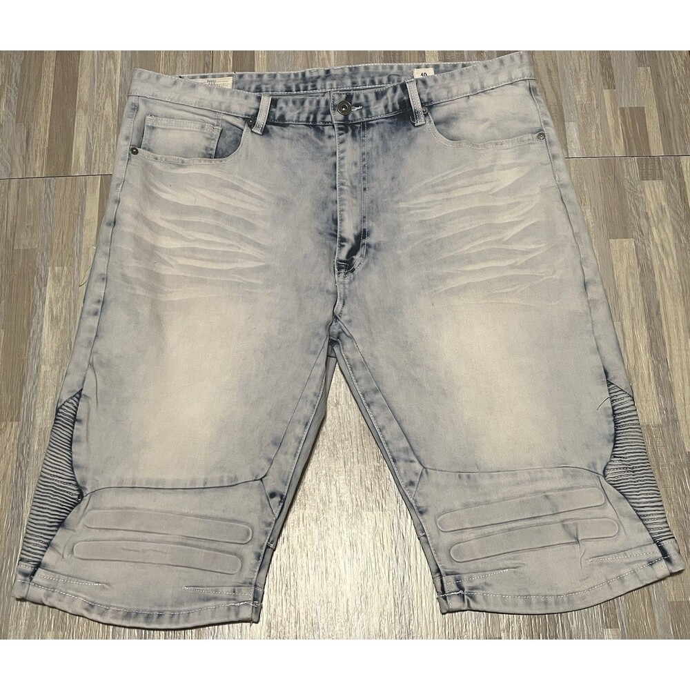 SMOKE RISE Men's Denim Distressed Light Acid Shorts Size 40